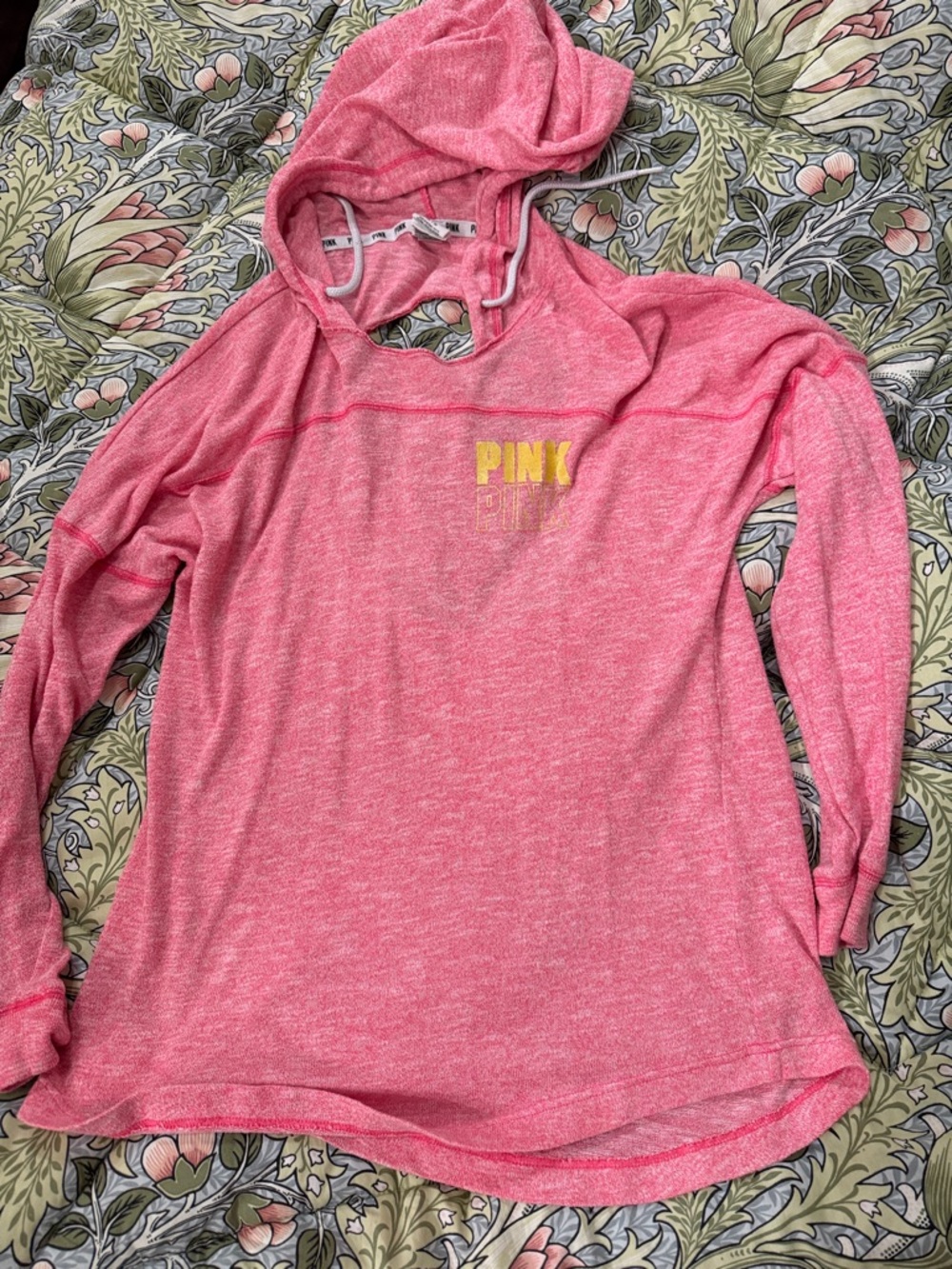 PINK Victoria's Secret Pink Drawstring Hoodie with Floral Lining